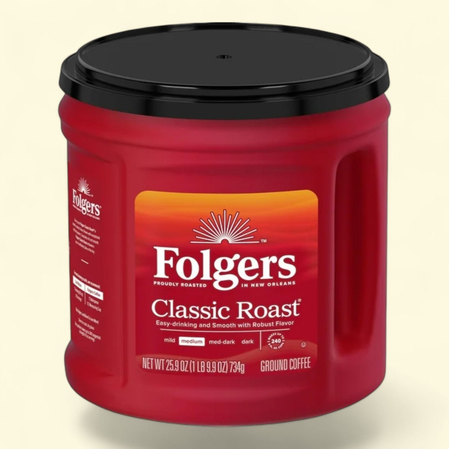 Folgers Classic Roast Ground Coffee, 25.9 oz Canister