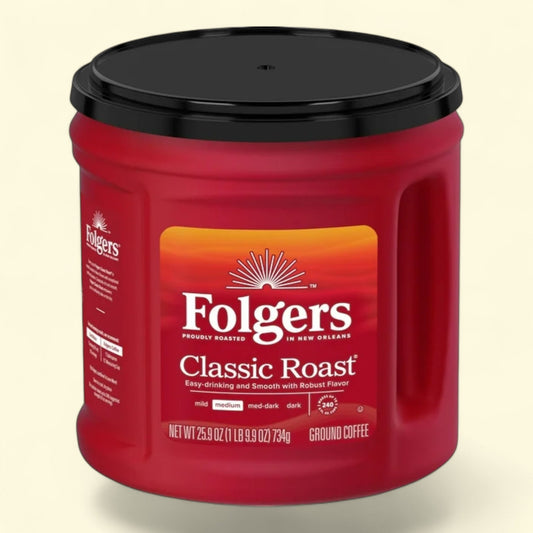 Folgers Classic Roast Ground Coffee, 25.9 oz Canister
