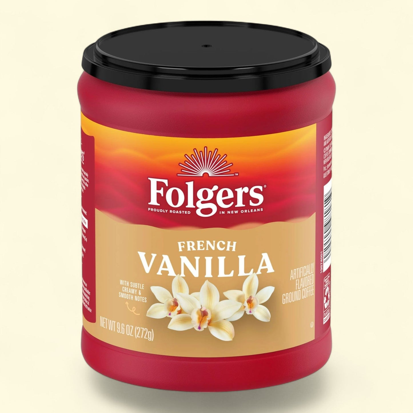 Folgers French Vanilla Ground Coffee, 9.6 oz Canister
