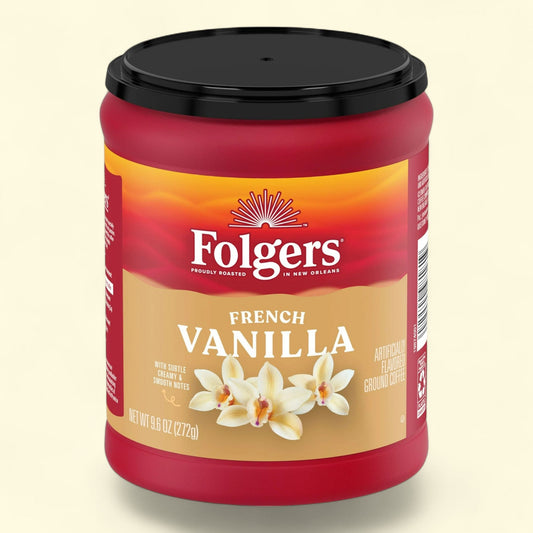 Folgers French Vanilla Ground Coffee, 9.6 oz Canister
