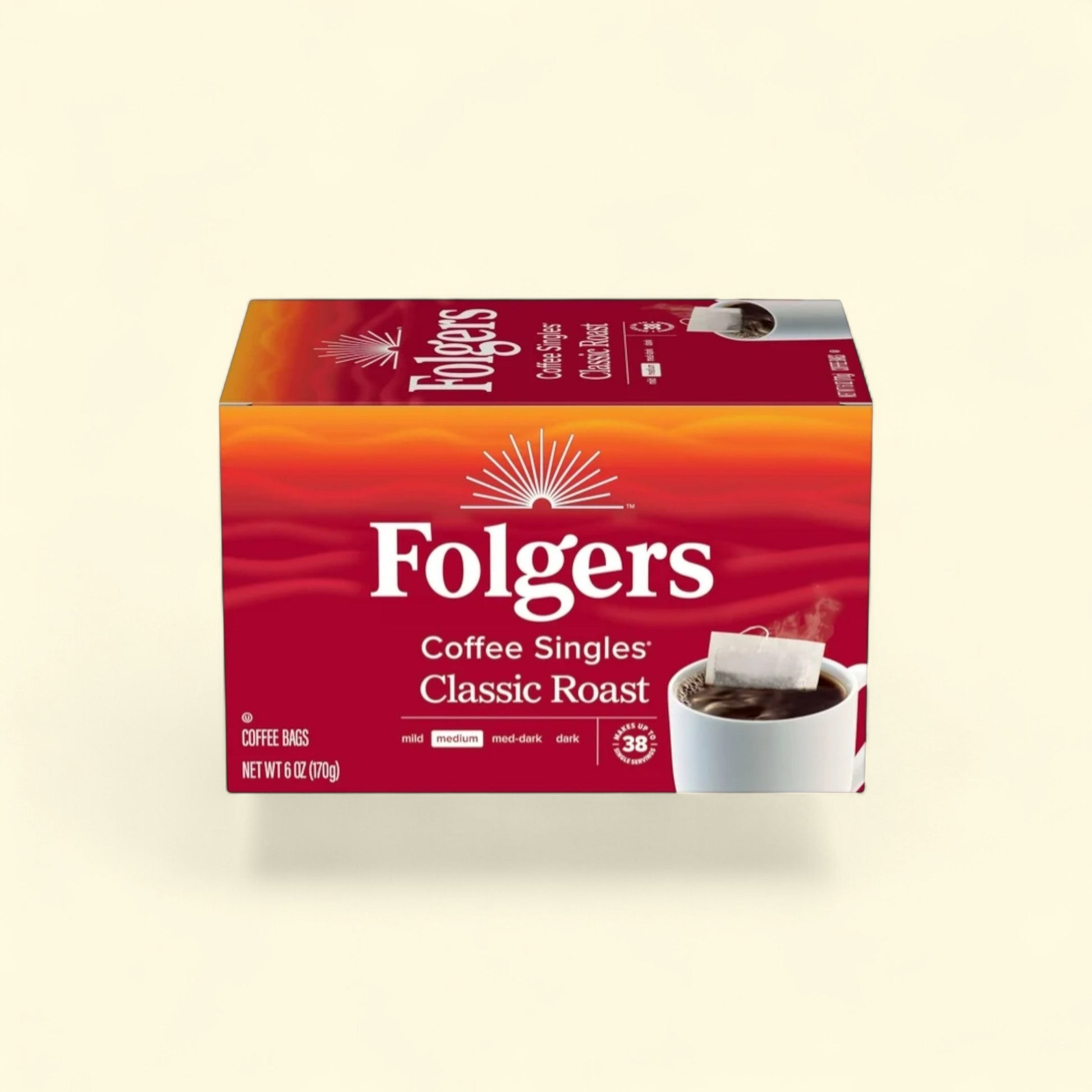 Folgers Coffee Singles Classic Roast Coffee Bags, 38 Count — authentic US product shipped worldwide by Treatspree