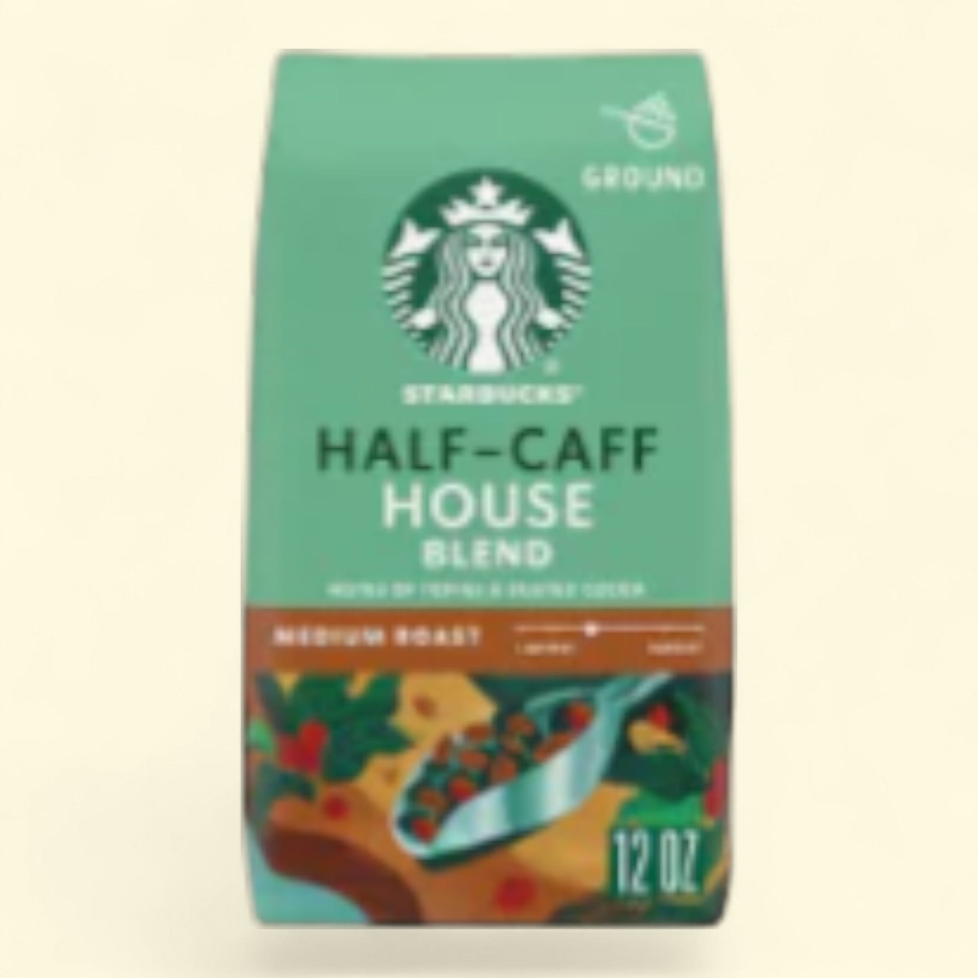 Starbucks House Blend Half-Caff, Medium Roast, Ground Coffee, 12 oz