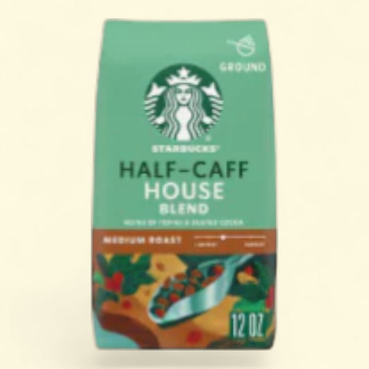 Starbucks House Blend Half-Caff, Medium Roast, Ground Coffee, 12 oz