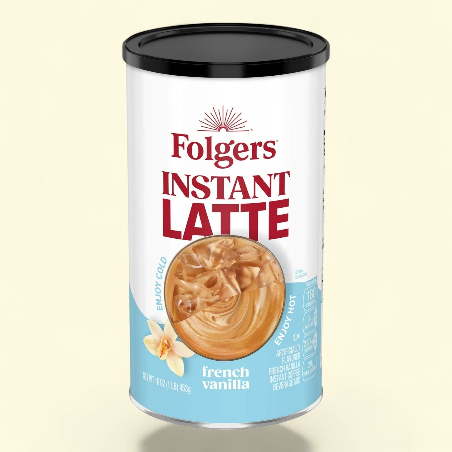 Folgers French Vanilla Instant Latte, 16 oz Canister