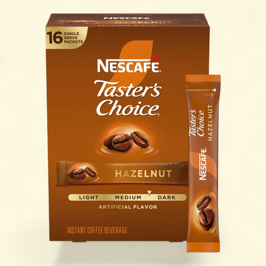 NESCAFÉ Taster's Choice, Hazelnut Flavored Coffee, 16 Packs