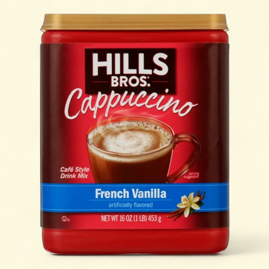 Hills Bros. French Vanilla Cappuccino Instant Coffee Mix, 16 Ounce Canister