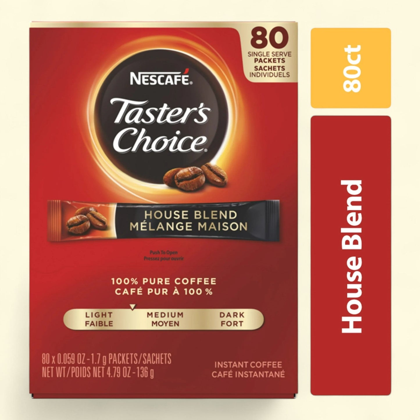 NESCAFE Taster's Choice Instant Coffee, 80 Packets
