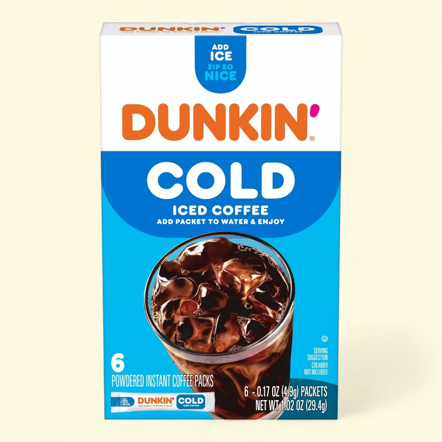 Dunkin' Cold Iced Coffee, Powdered Instant Coffee Packs, 6 count