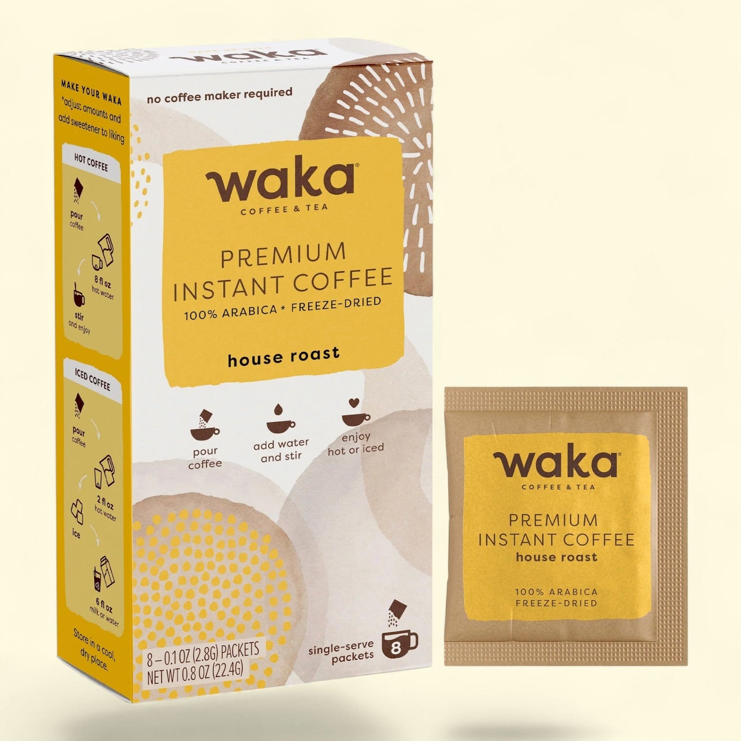 Waka Instant Coffee, House Roast, 8 packets