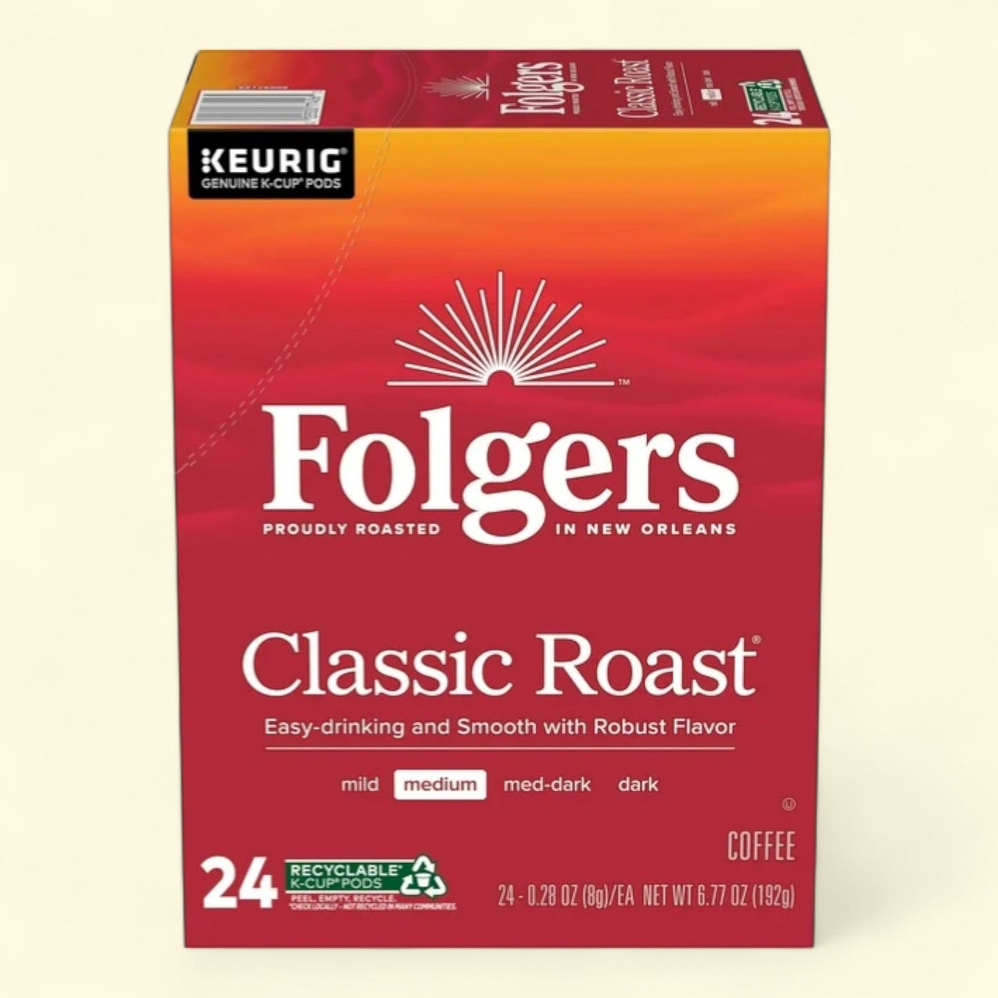 Folgers Classic Roast, Keurig K Cup Pods, 24 Count