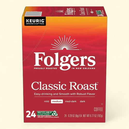 Folgers Classic Roast, Keurig K Cup Pods, 24 Count
