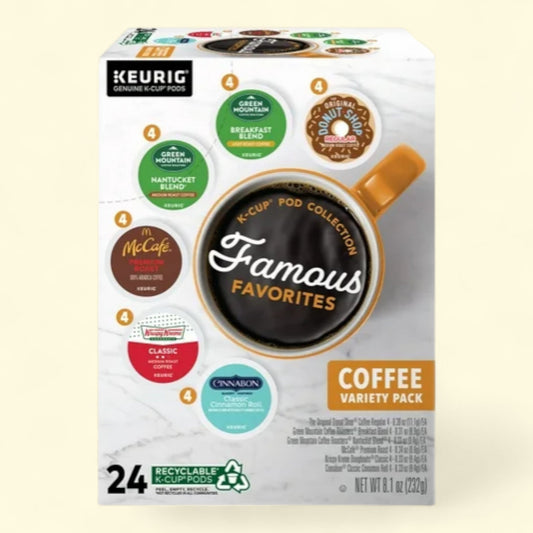 Keurig, Famous Favorites Variety Pack Medium Roast K-Cup Coffee Pods, 24 Count