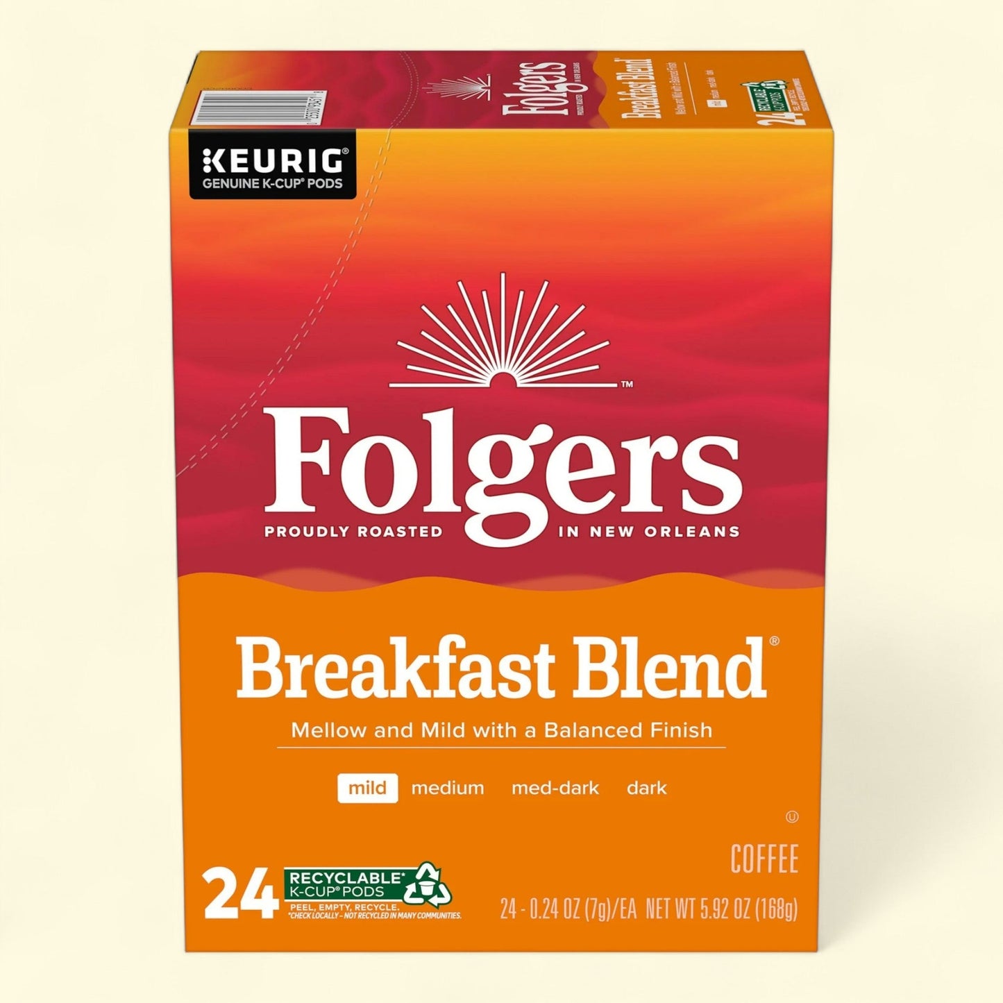 Folgers Breakfast Blend, Mild Roast Coffee, 24 Count