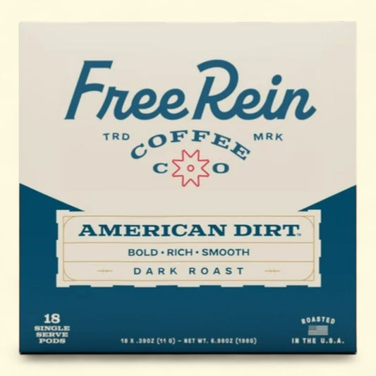 Free Rein Coffee Company, American Dirt Dark Roast Coffee K-Cup Pods, 18 Count