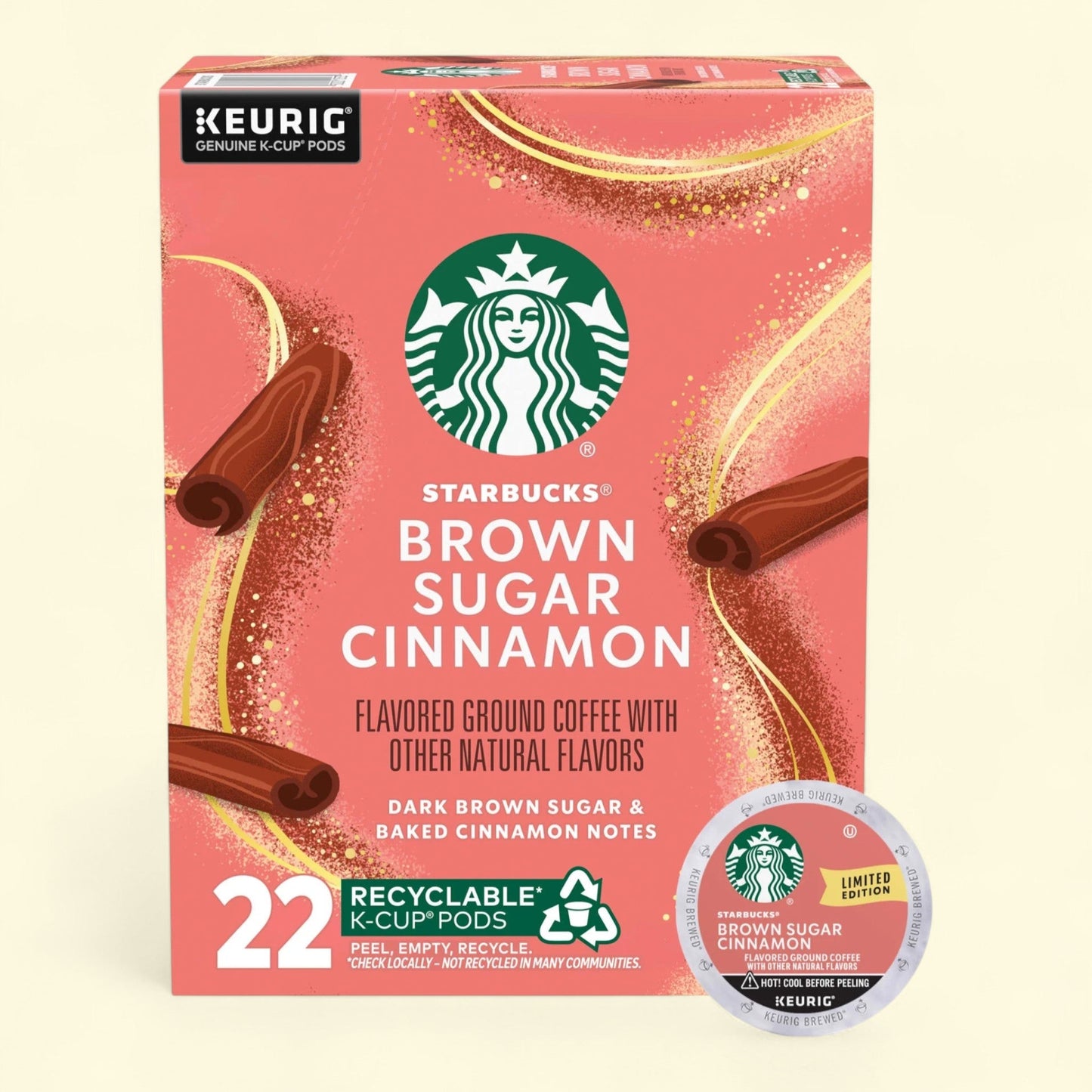 Starbucks Brown Sugar Cinnamon, K-Cup Coffee Pods, 22 ct