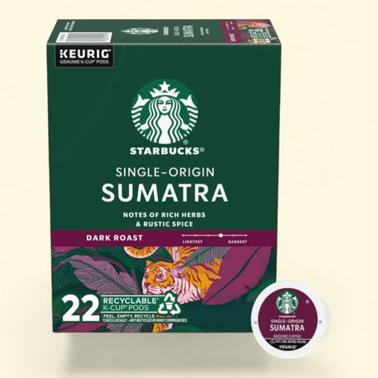 Starbucks, Sumatra Dark Roast K-Cup Coffee Pods, 22 Count