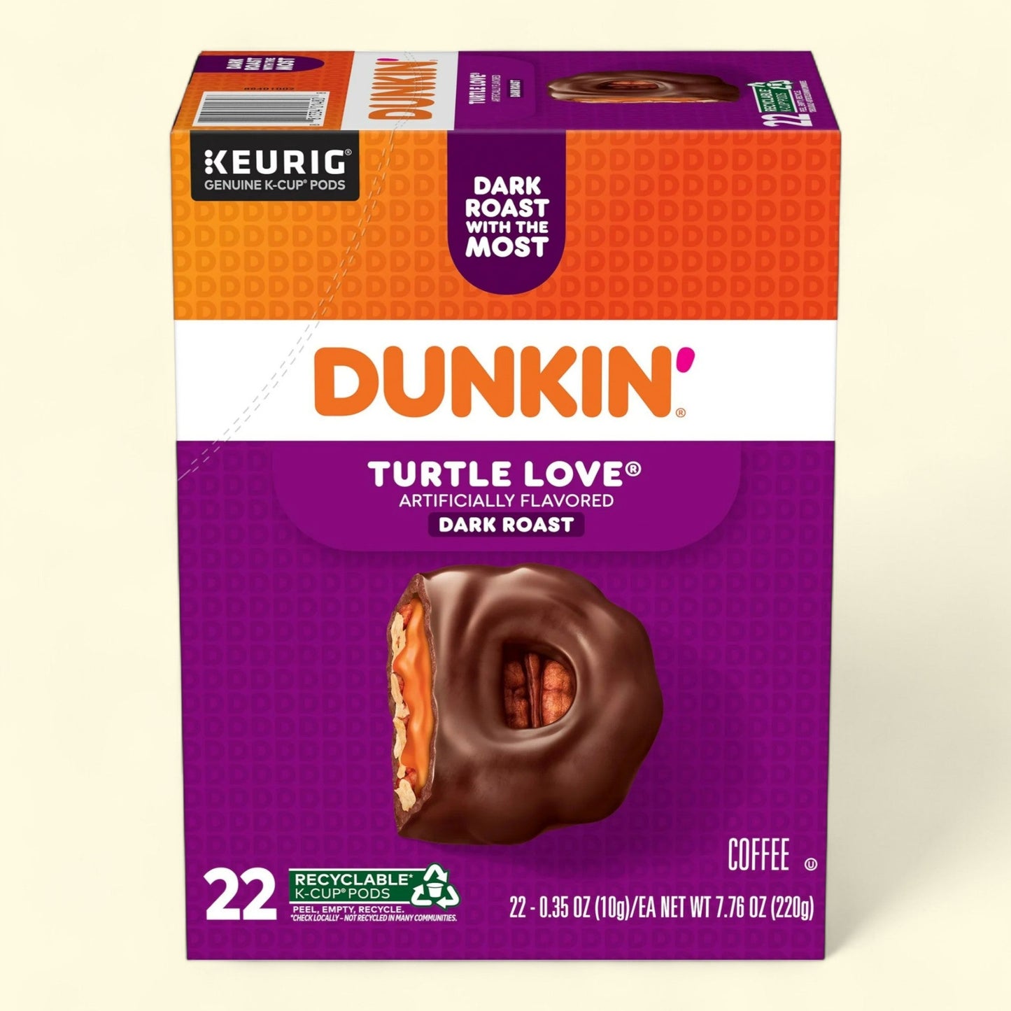 Dunkin' Turtle Love Coffee, Dark Roast, 22 Count K Cup Pods