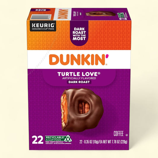 Dunkin' Turtle Love Coffee, Dark Roast, 22 Count K Cup Pods