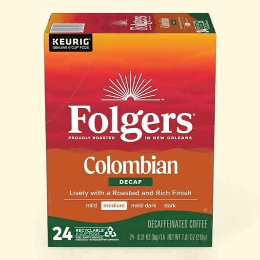 Folgers Colombian Decaffeinated Coffee, 24 Count