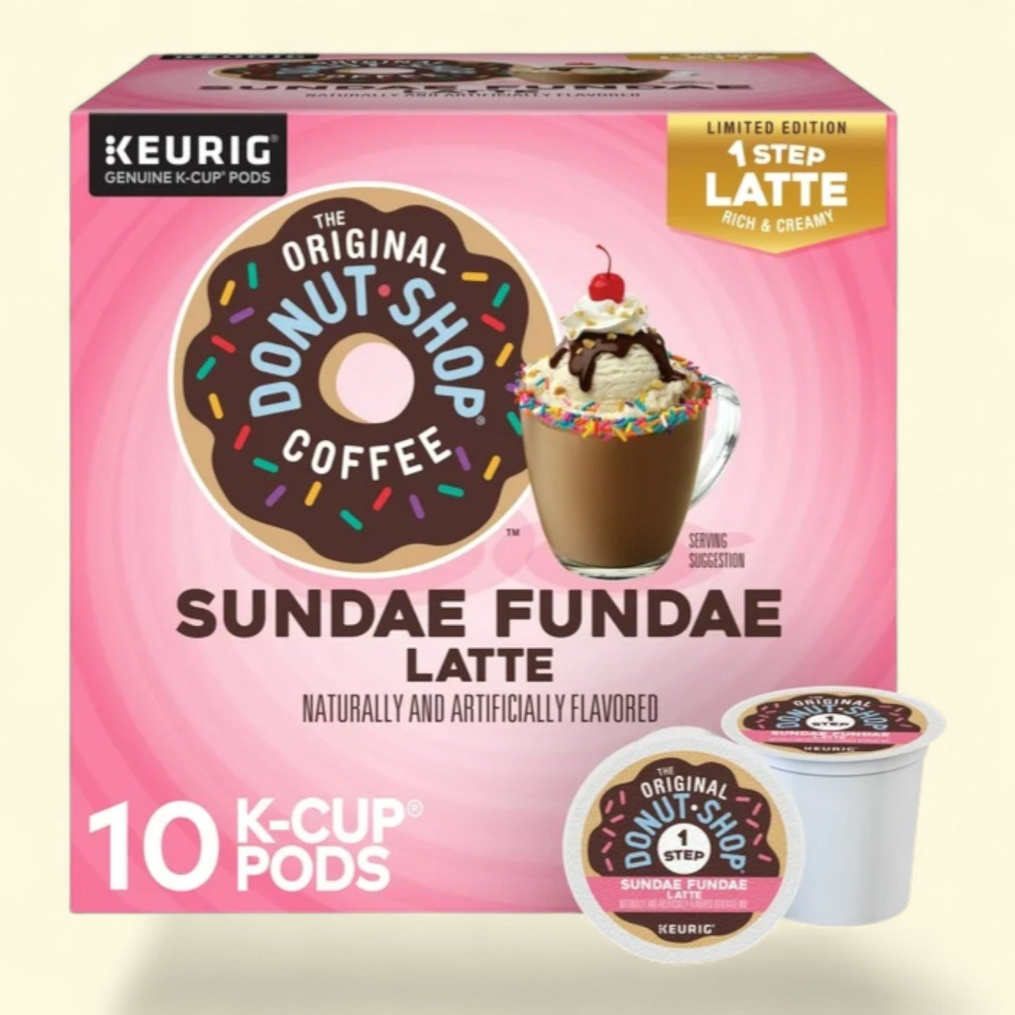 The Original Donut Shop, Sundae Fundae One Step Latte Dark Roast K-Cup Coffee Pods, 10 count