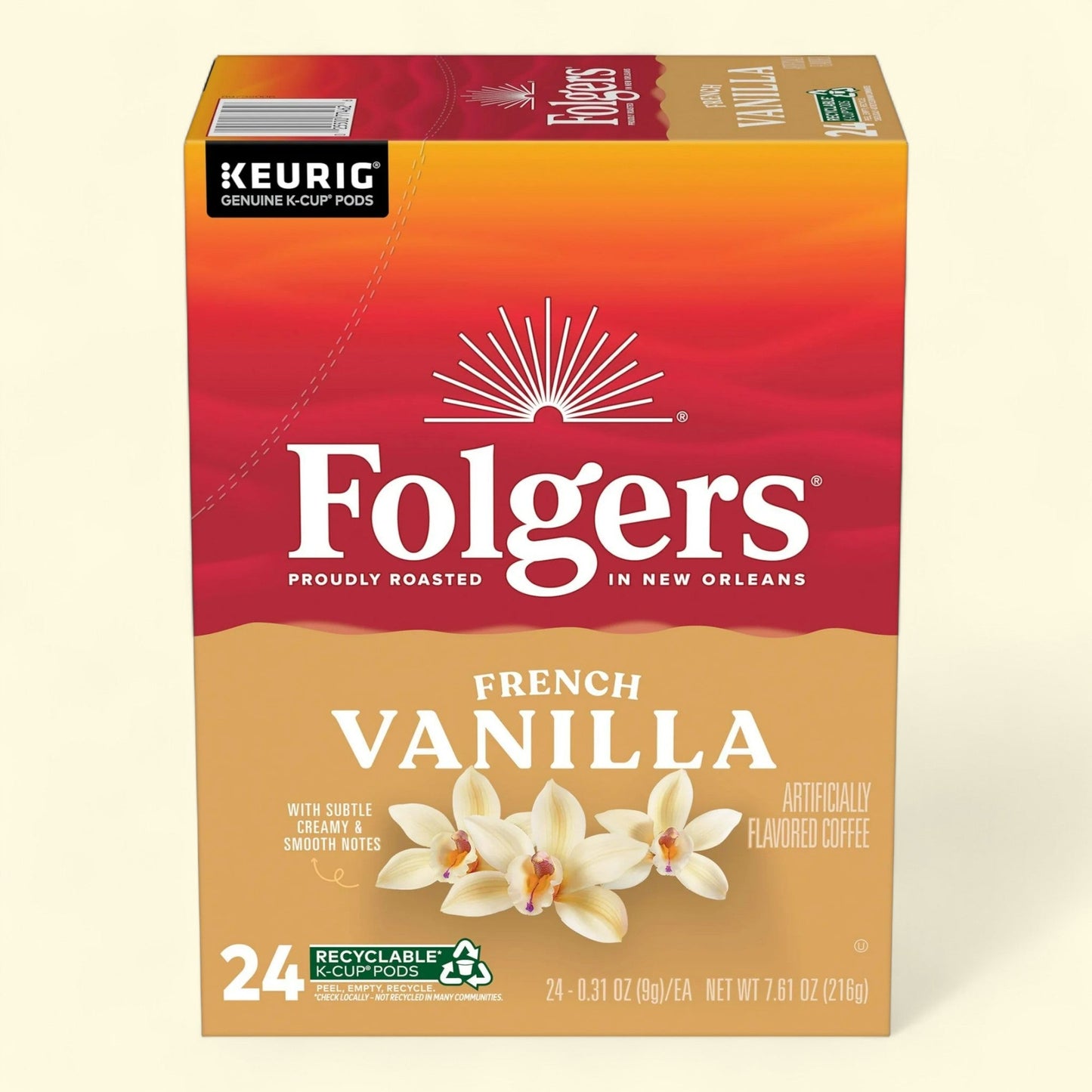 Folgers French Vanilla Coffee, Keurig K Cup Pods, 24 Count