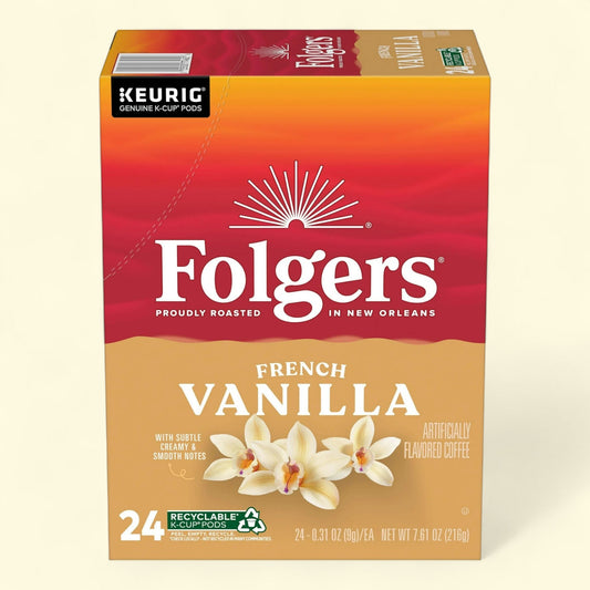 Folgers French Vanilla Coffee, Keurig K Cup Pods, 24 Count