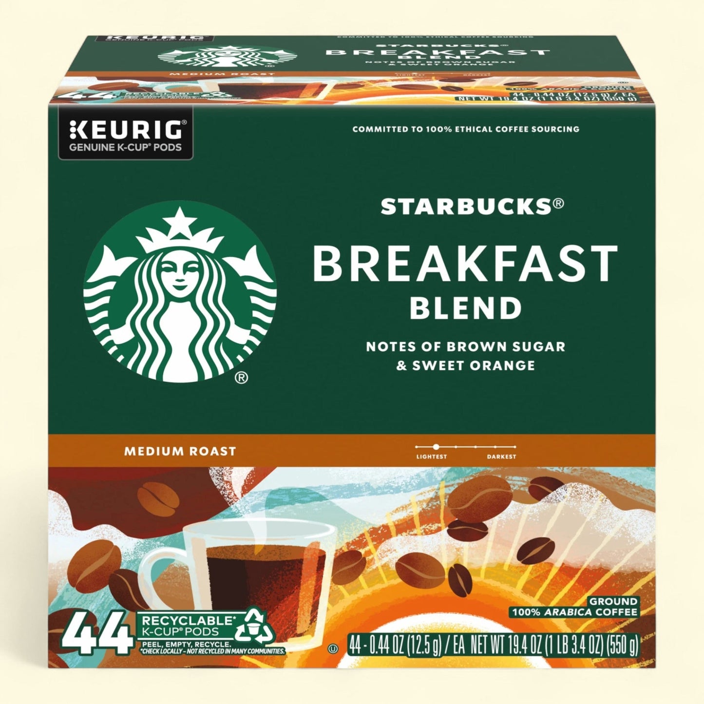Starbucks, Breakfast Blend Medium Roast K-Cup Coffee Pods, 44 Count