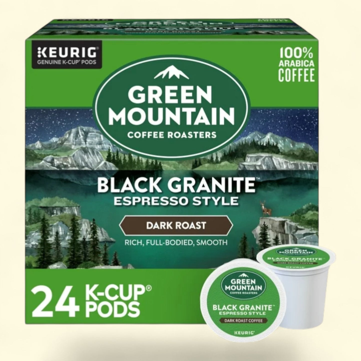 Green Mountain Coffee Roasters, Black Granite Dark Roast K-Cup Coffee Pods, 24 Count
