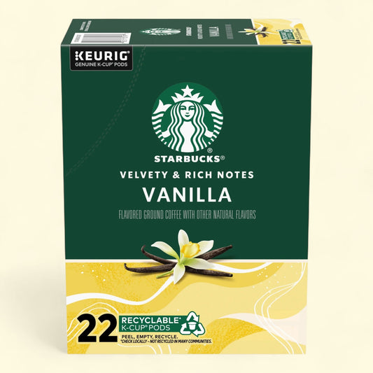 Starbucks, Vanilla Light Roast K-Cup Coffee Pods, 22 Count