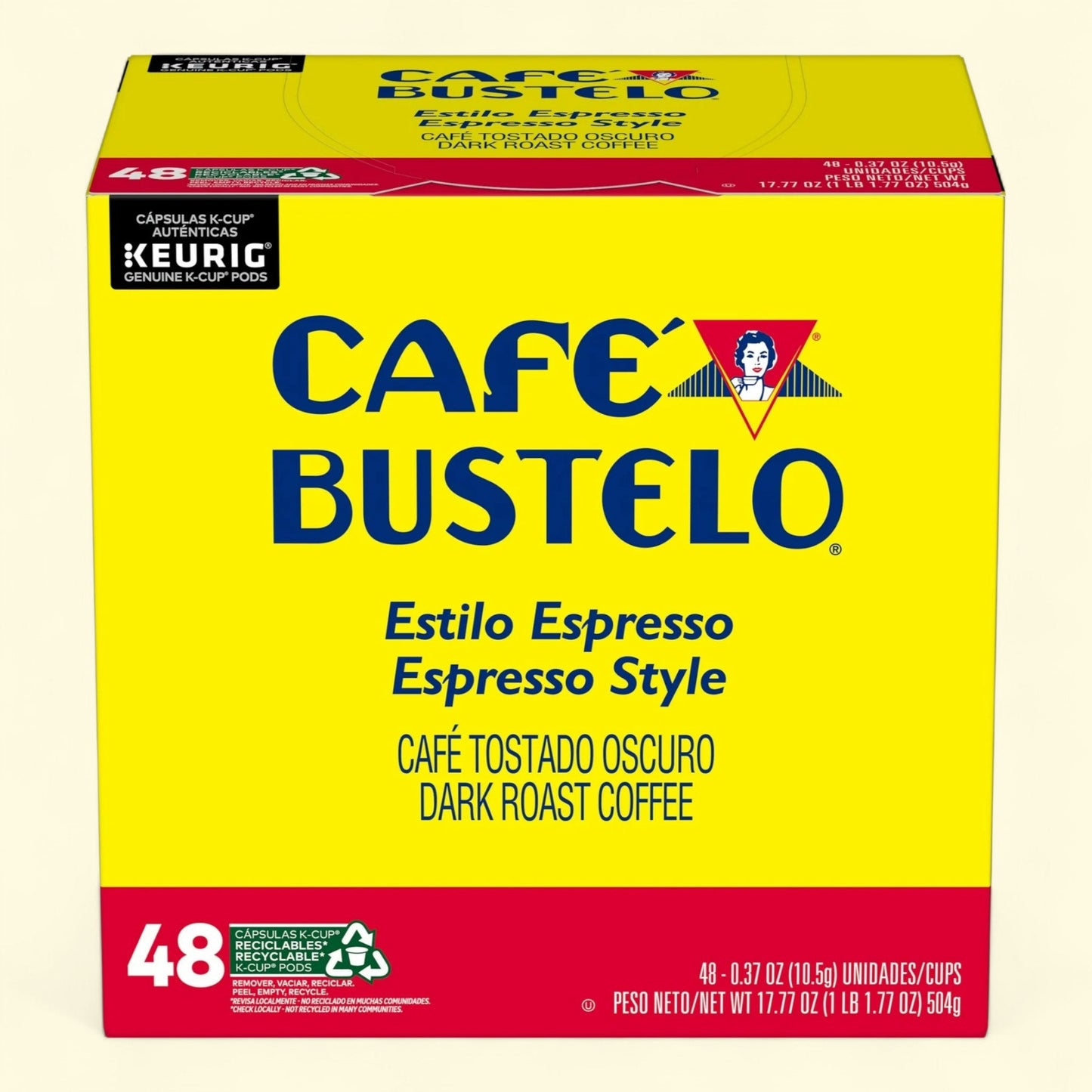 Cafe Bustelo Espresso Style, Dark Roast Coffee, 48 Count