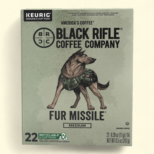 Black Rifle Coffee Company Fur Missile K-Cup Pods, Medium Roast, 22 Ct