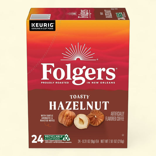Folgers Toasty Hazelnut Coffee, Keurig K Cups, 24 Count