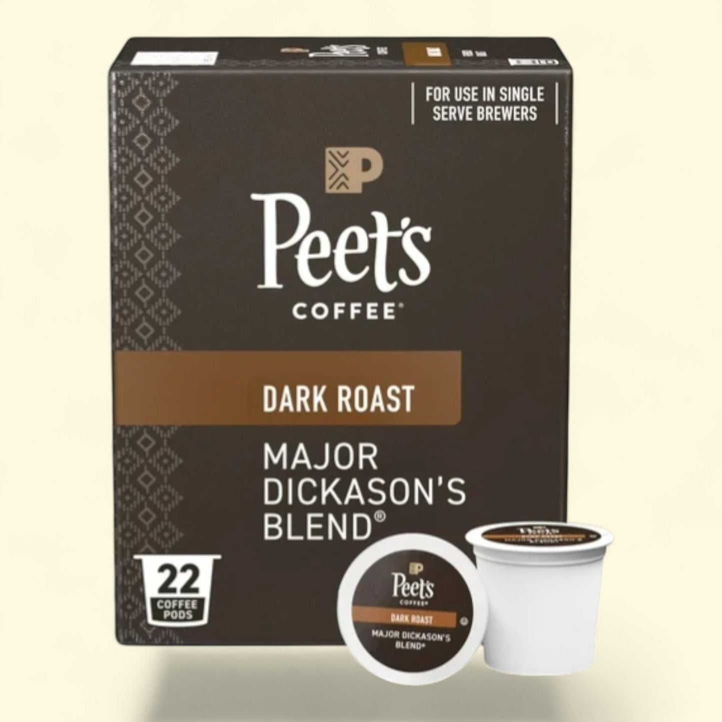 Peet's Coffee Major Dickason's Blend Single Serve Coffee Pods, 22 Count