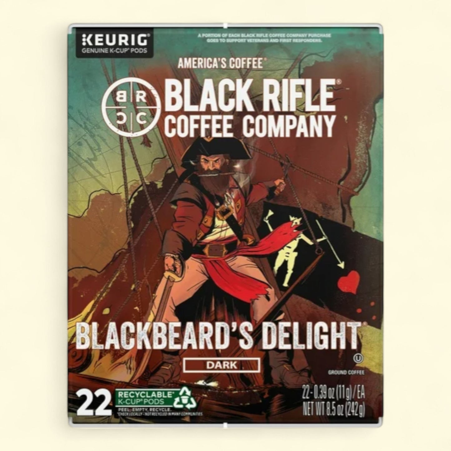 Black Rifle Coffee Company Blackbeard's Delight K Cups Pods, 22 Ct
