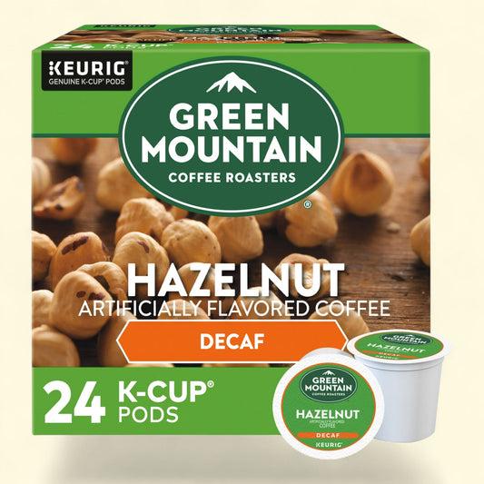 Green Mountain Coffee Roasters, Decaf Hazelnut Light Roast K-Cup Coffee Pods, 24 Count