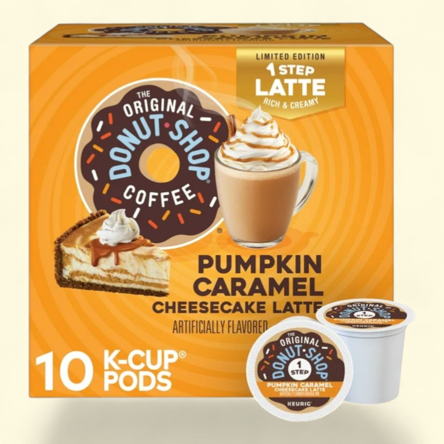 The Original Donut Shop, Pumpkin Caramel Cheesecake Latte K-Cup Coffee Pods, 10 Count