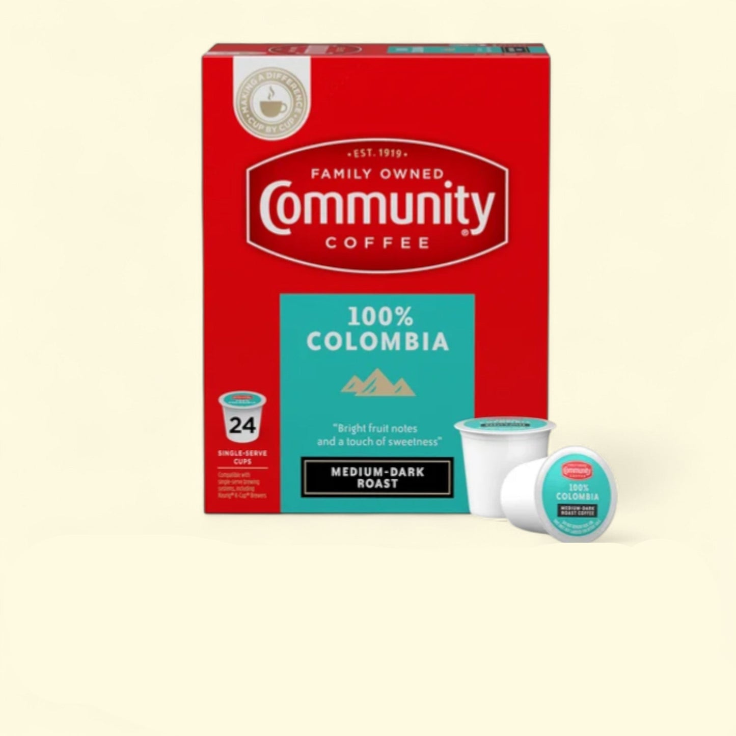 Community Coffee 100% Colombia Medium-Dark Roast Keurig K-Cup Pods 24 Count
