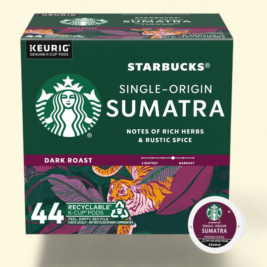 Starbucks Sumatra Dark Roast Coffee Pods, 44 Count
