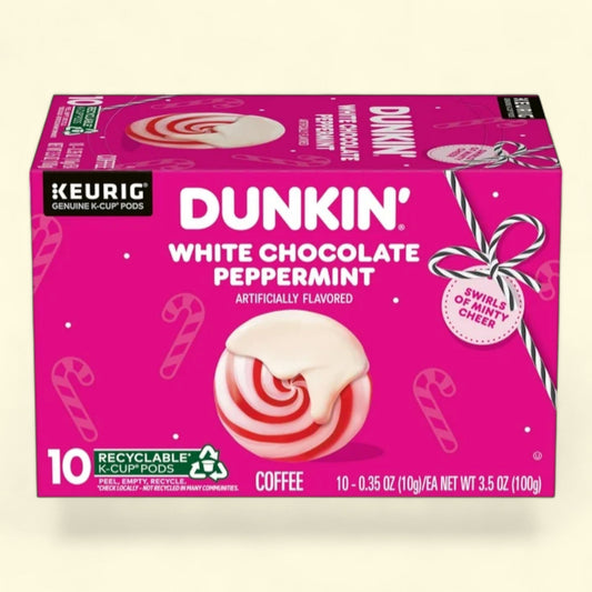 Dunkin' Polar Peppermint Coffee, Keurig K Cup Pods, 10 Count.