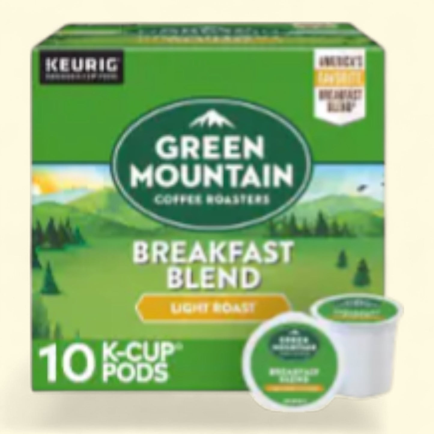 Green Mountain Coffee Roasters Breakfast Blend Light Roast K-Cup Coffee Pods, 10 count