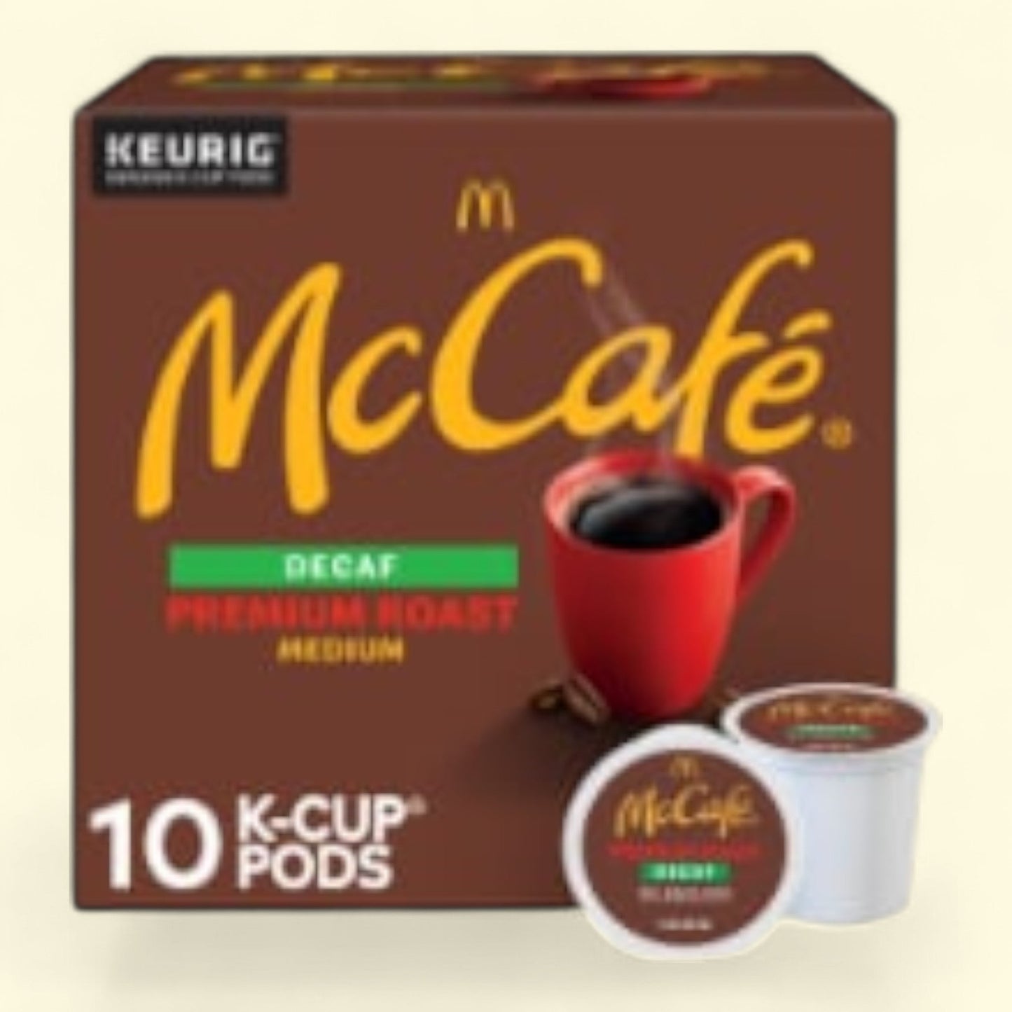 McCafe Decaf Premium Roast Medium Roast K-Cup Coffee Pods, 10 count