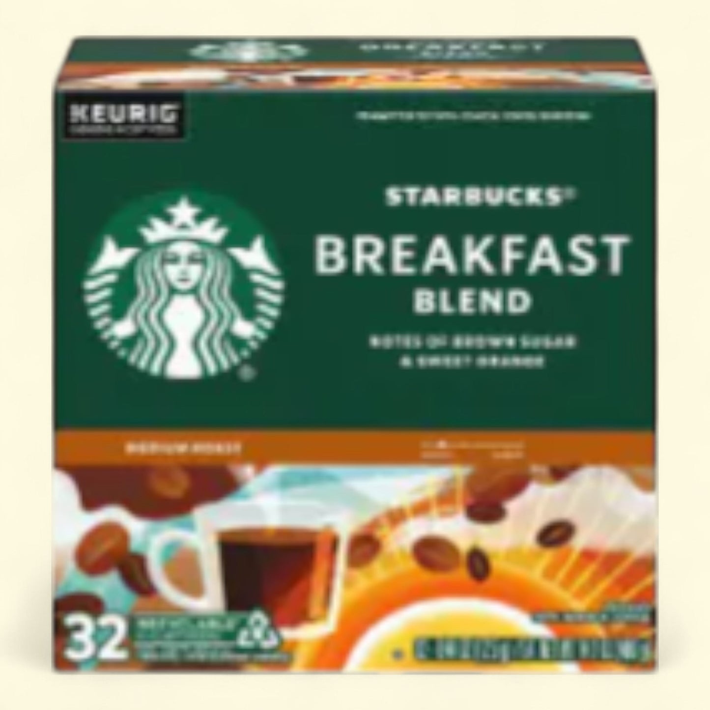 Starbucks Breakfast Blend K-Cup Coffee Pods, Medium Roast, 32 count