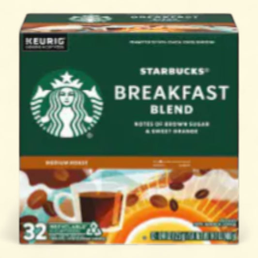 Starbucks Breakfast Blend K-Cup Coffee Pods, Medium Roast, 32 count