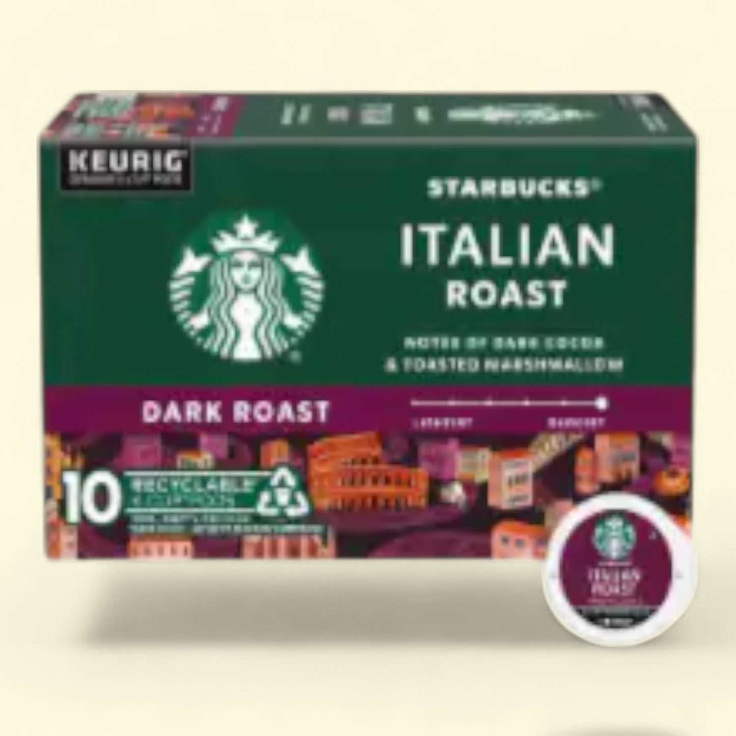 Starbucks Italian Roast Dark Roast K-Cup Coffee Pods, 10 Count
