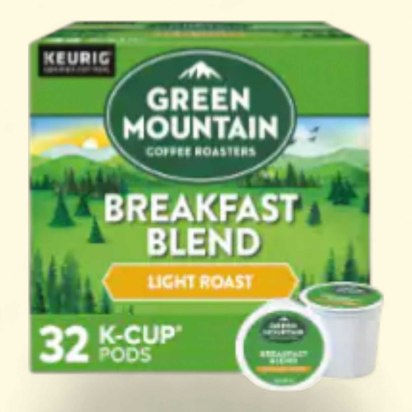 Green Mountain Coffee Roasters Breakfast Blend Light Roast K-Cup Coffee Pods, 32 count