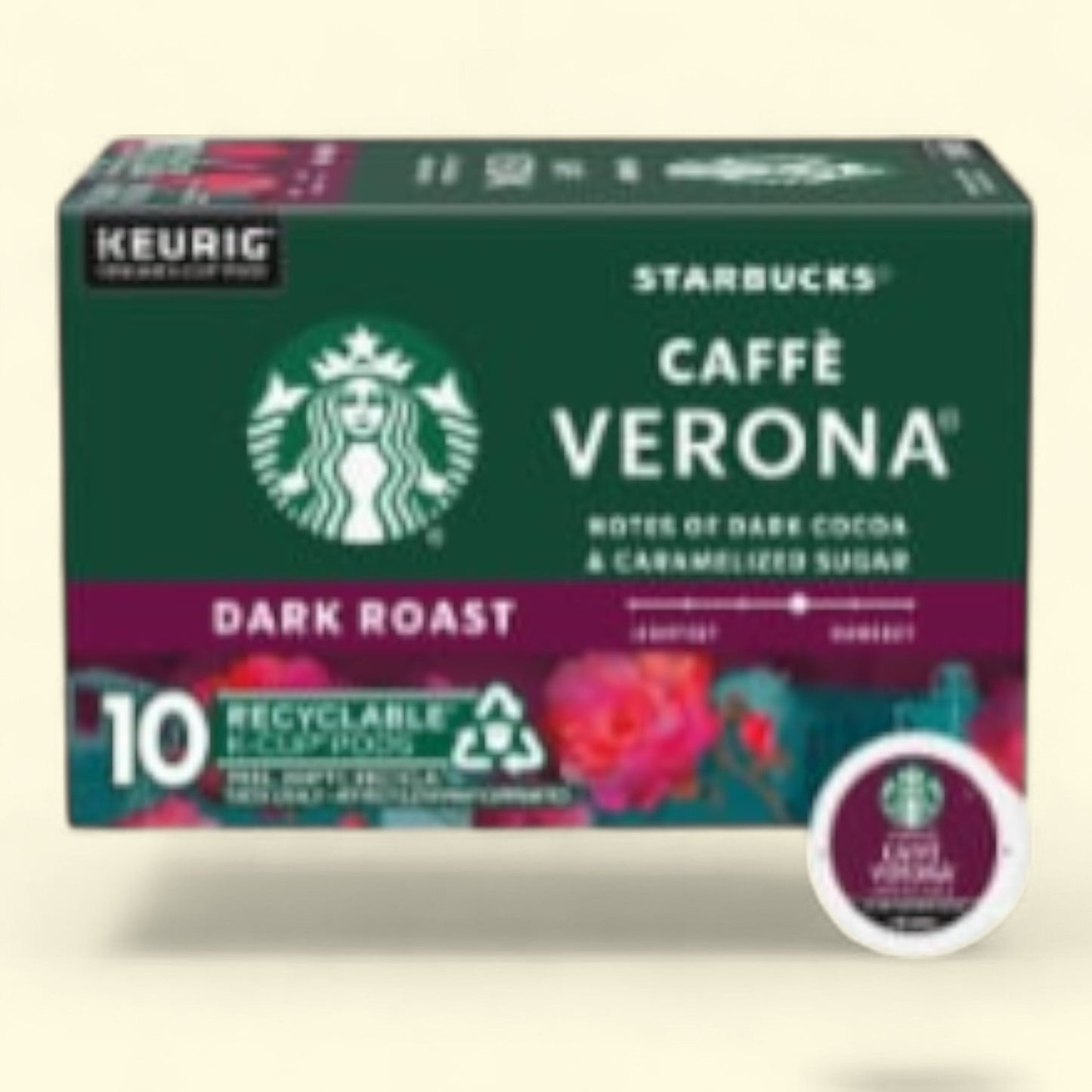 Starbucks Caffè Verona Dark Roast K-Cup Coffee Pods, 10 count