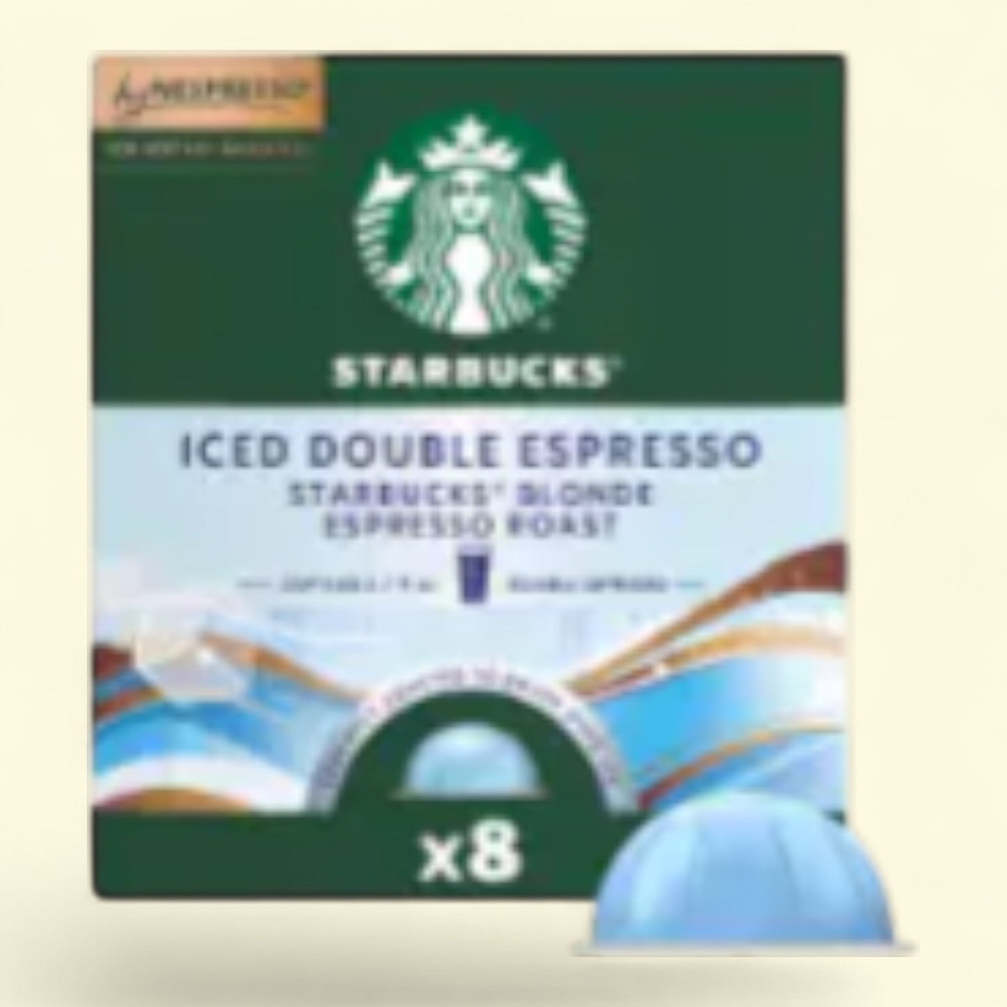 Starbucks by Nespresso Vertuo Iced Double Espresso, Starbucks Blonde Espresso Roast Coffee Pods, 8 count