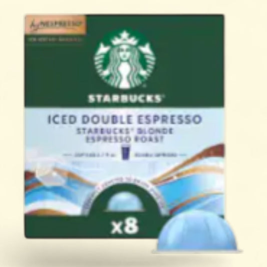 Starbucks by Nespresso Vertuo Iced Double Espresso, Starbucks Blonde Espresso Roast Coffee Pods, 8 count