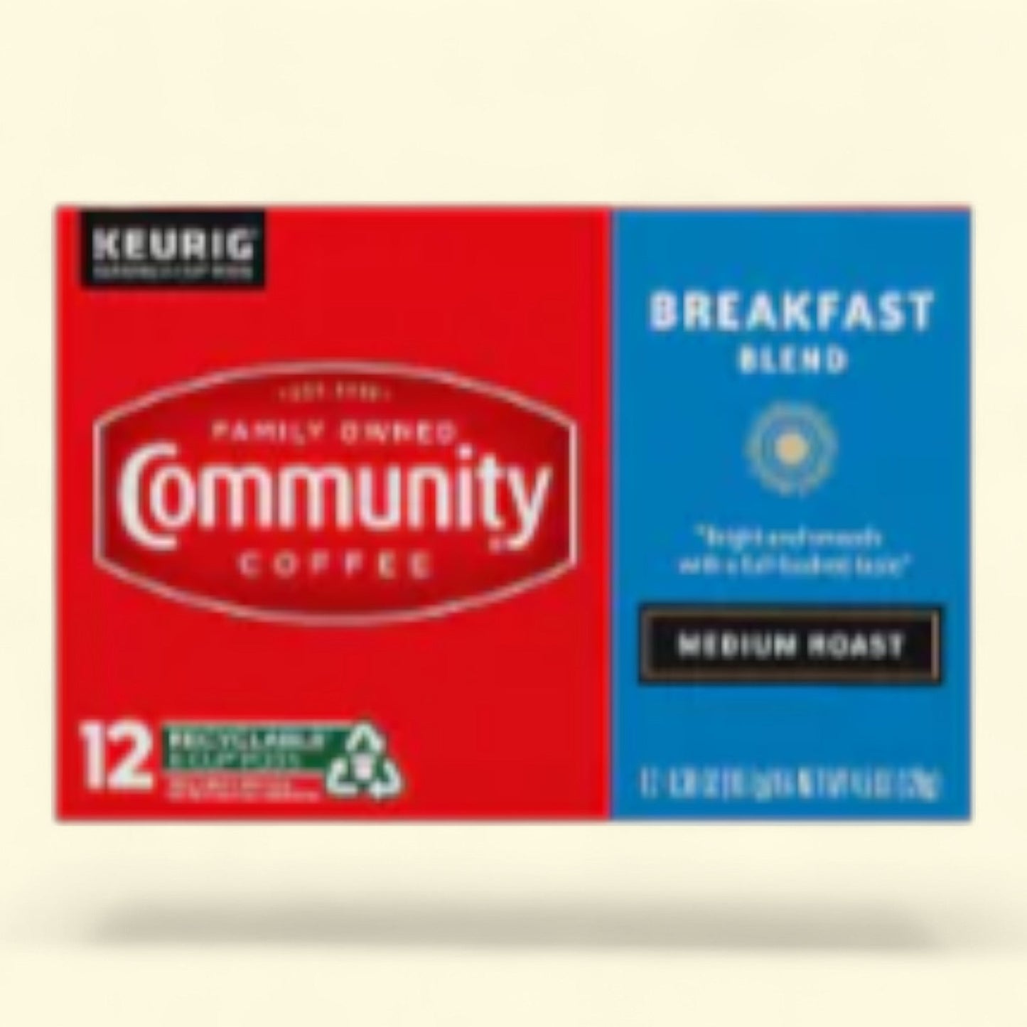 Community Coffee, Breakfast Blend K-Cup Coffee Pods, Medium Roast, 12 count