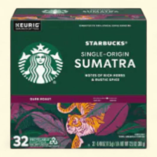 Starbucks Sumatra Dark Roast K-Cup Coffee Pods, 32 count